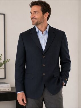 Soprano Disegno Collezione Men’s Blazer Sport Coat Navy Blue 44R NWT 4 Button